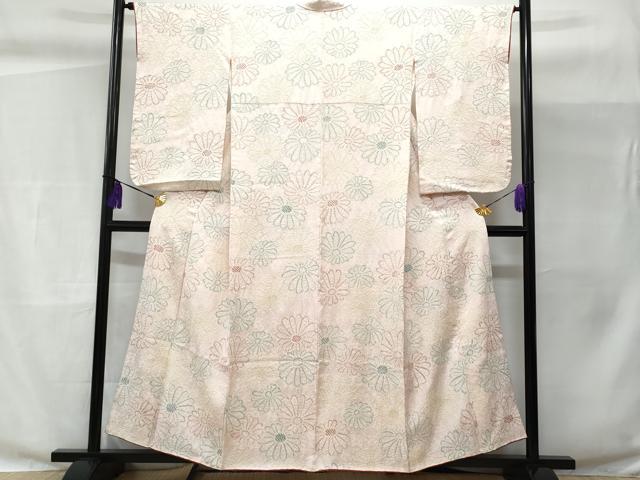 平和屋着物■上質な小紋 絞り 菊 正絹 逸品 CABC3707fb