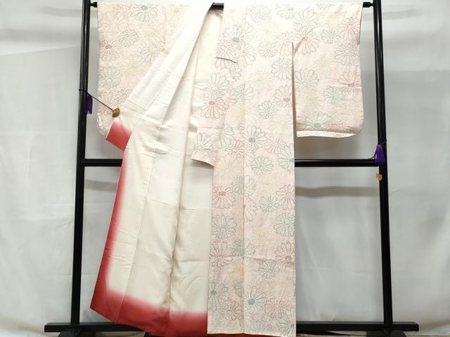 平和屋着物■上質な小紋 絞り 菊 正絹 逸品 CABC3707fb