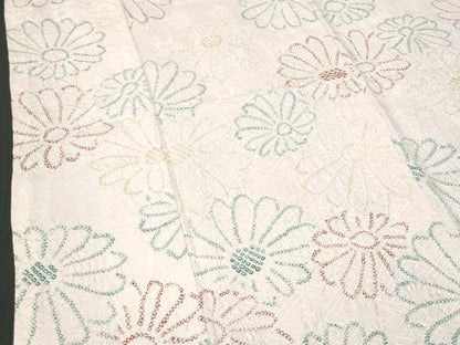 平和屋着物■上質な小紋 絞り 菊 正絹 逸品 CABC3707fb