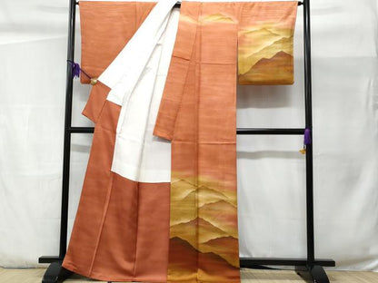 平和屋着物■訪問着 作家物 遠山文 暈し染め 正絹 逸品 CABC3713fb