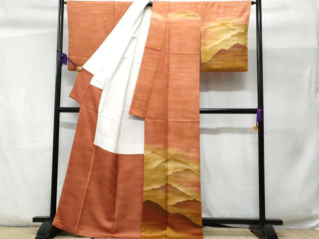 平和屋着物■訪問着 作家物 遠山文 暈し染め 正絹 逸品 CABC3713fb