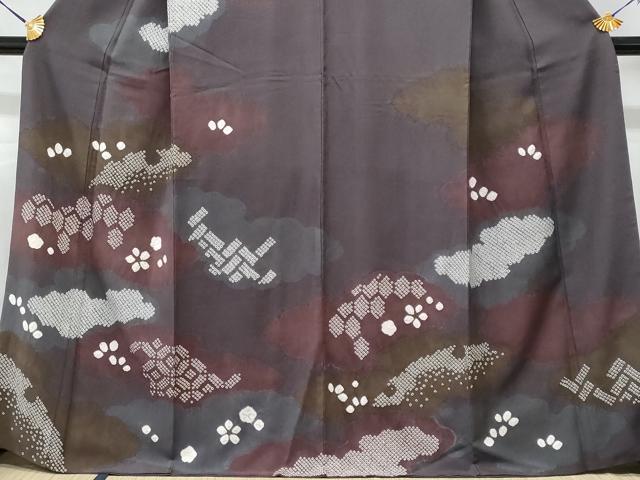 平和屋着物●訪問着 絞り 雲取り吉祥文 正絹 逸品 CABC3715fb