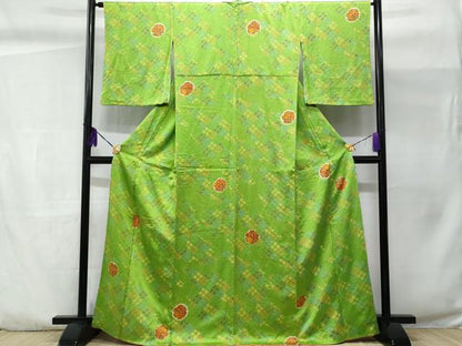 平和屋着物■上質な小紋 絞り 雪輪花文 正絹 逸品 CABC3726fb