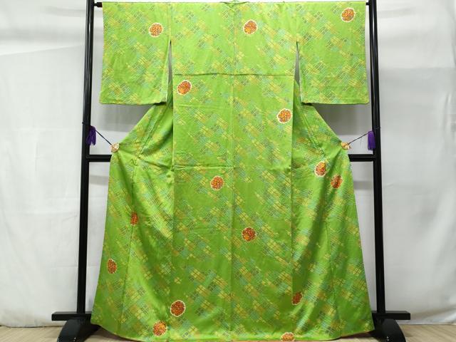 平和屋着物■上質な小紋 絞り 雪輪花文 正絹 逸品 CABC3726fb