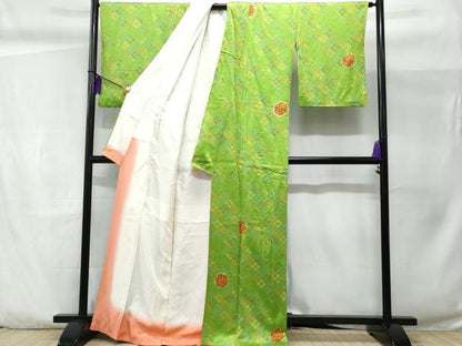 平和屋着物■上質な小紋 絞り 雪輪花文 正絹 逸品 CABC3726fb