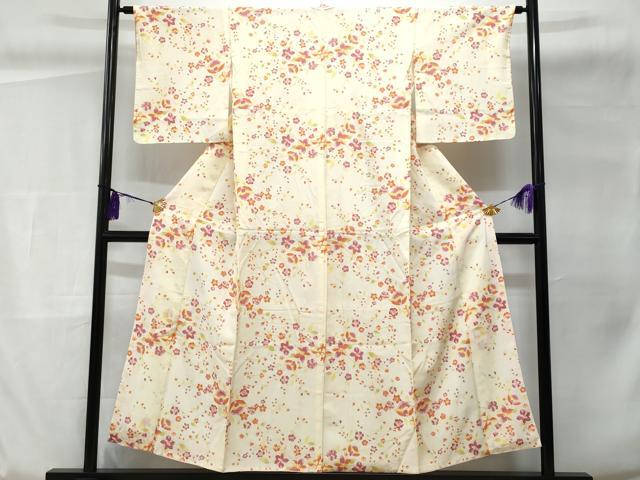 平和屋着物■上質な小紋　更紗花文　洗える着物　CABC3812fb