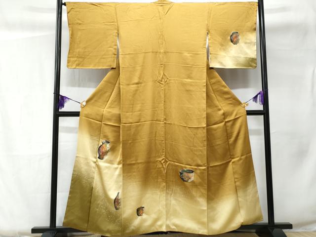 平和屋着物■訪問着 杜若陶器文 暈し染め 金銀彩 正絹 逸品 CABC3825fb