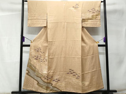 平和屋着物■訪問着 絞り 枝松文 金彩 正絹 逸品 CABC3831fb