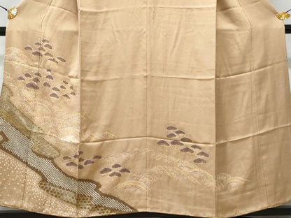 平和屋着物■訪問着 絞り 枝松文 金彩 正絹 逸品 CABC3831fb