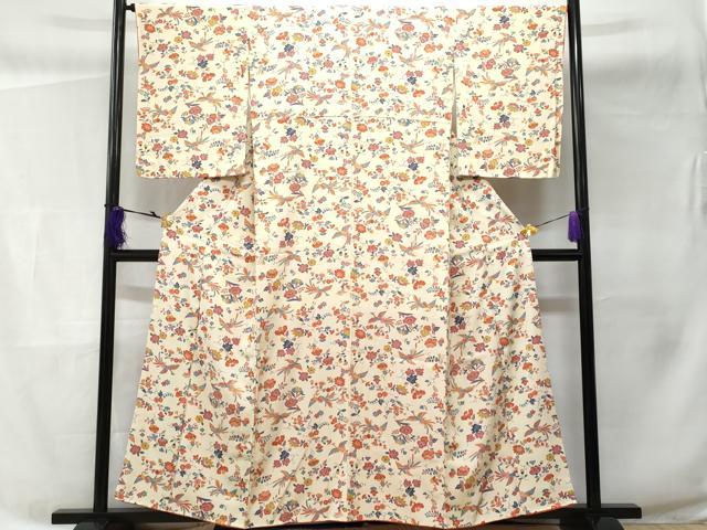 平和屋着物■上質な小紋　鳳凰枝花文　正絹　逸品　CABC3854fb