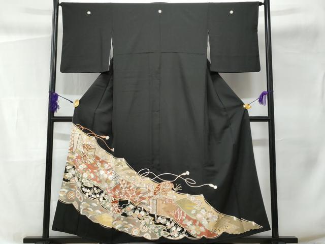 平和屋着物□豪華黒留袖 御所車屏風花文 金彩 正絹 逸品 CABC3859fb