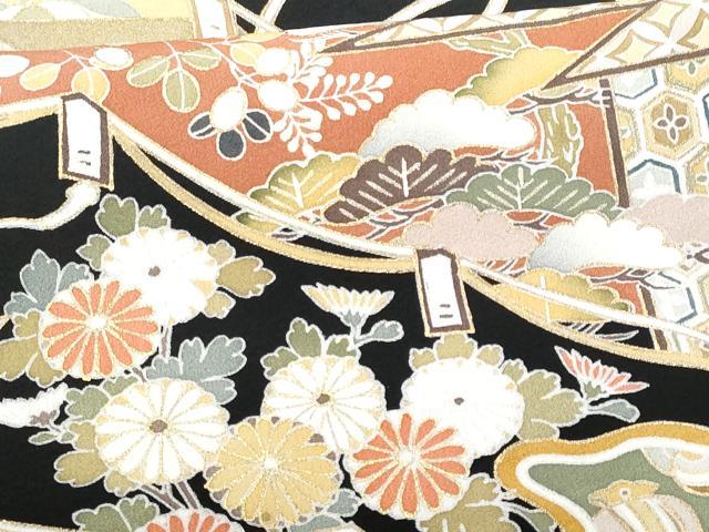 平和屋着物□豪華黒留袖 御所車屏風花文 金彩 正絹 逸品 CABC3859fb