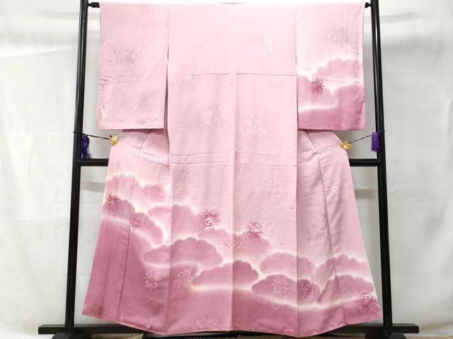 平和屋着物■訪問着 地紋起こし 霞花文 暈し染め 正絹 逸品 CABC3872fb