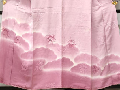 平和屋着物■訪問着 地紋起こし 霞花文 暈し染め 正絹 逸品 CABC3872fb