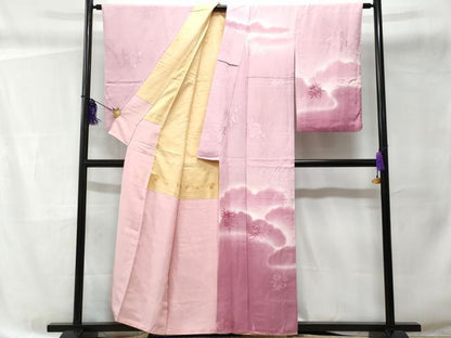 平和屋着物■訪問着 地紋起こし 霞花文 暈し染め 正絹 逸品 CABC3872fb
