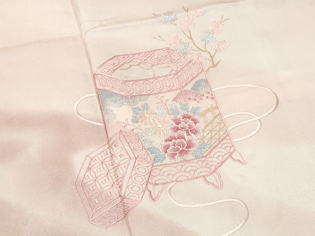 平和屋着物■訪問着 総刺繍 貝桶花文 暈し染め 正絹 逸品 CABC3873fb