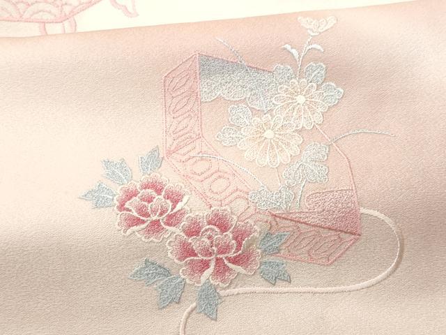 平和屋着物■訪問着 総刺繍 貝桶花文 暈し染め 正絹 逸品 CABC3873fb