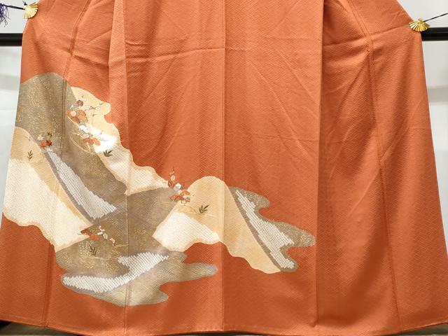 平和屋着物■訪問着 駒刺繍 絞り 梅松文 金彩 正絹 逸品 CABC3883fb