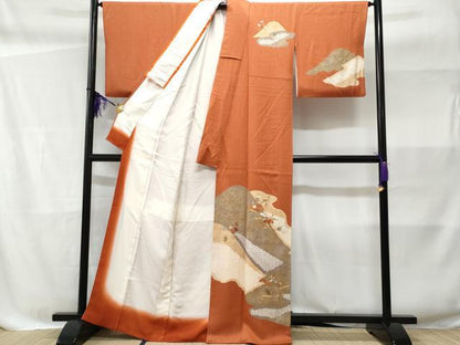 平和屋着物■訪問着 駒刺繍 絞り 梅松文 金彩 正絹 逸品 CABC3883fb