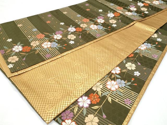 平和屋着物◎六通柄袋帯　唐織　枝垂れ花文　金糸　正絹　逸品　CABC3897fb