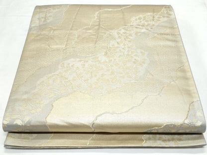 平和屋着物◎六通柄袋帯　道長花文　金糸　正絹　逸品　CABC3902fb