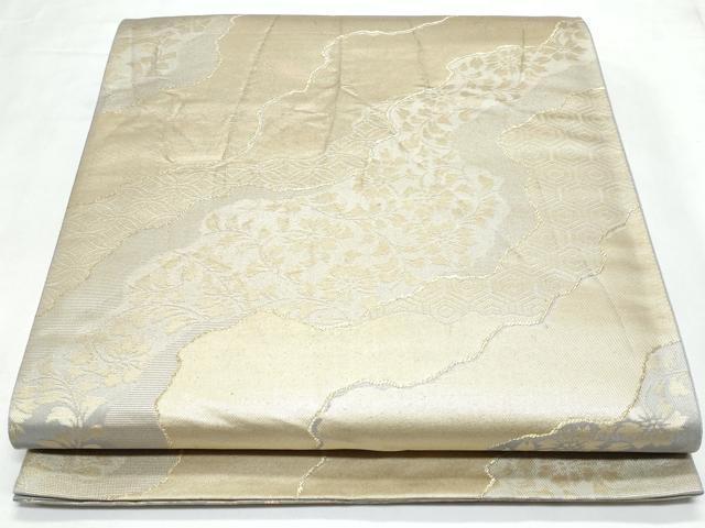平和屋着物◎六通柄袋帯　道長花文　金糸　正絹　逸品　CABC3902fb