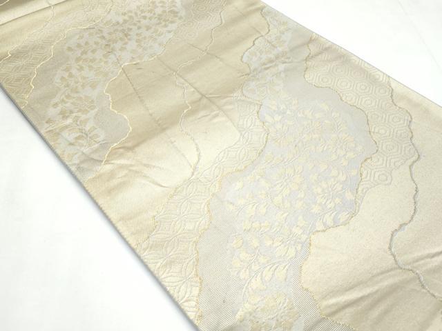 平和屋着物◎六通柄袋帯　道長花文　金糸　正絹　逸品　CABC3902fb