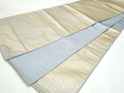 平和屋着物◎六通柄袋帯　道長花文　金糸　正絹　逸品　CABC3902fb