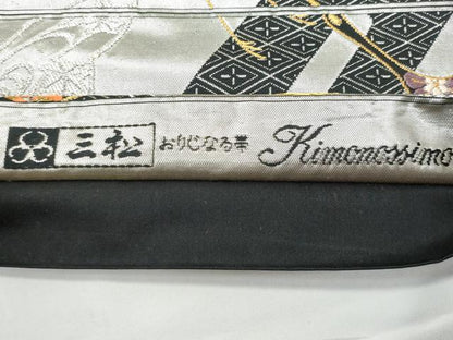 平和屋着物◎六通柄袋帯　唐織　飛鶴花文　金銀糸　正絹　逸品　CABC3908fb