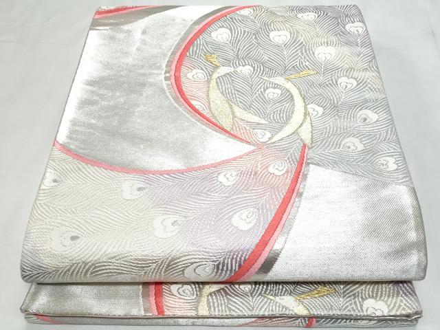 平和屋着物◎六通柄袋帯　唐織　孔雀　金銀糸　正絹　逸品　CABC3909fb