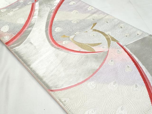 平和屋着物◎六通柄袋帯　唐織　孔雀　金銀糸　正絹　逸品　CABC3909fb