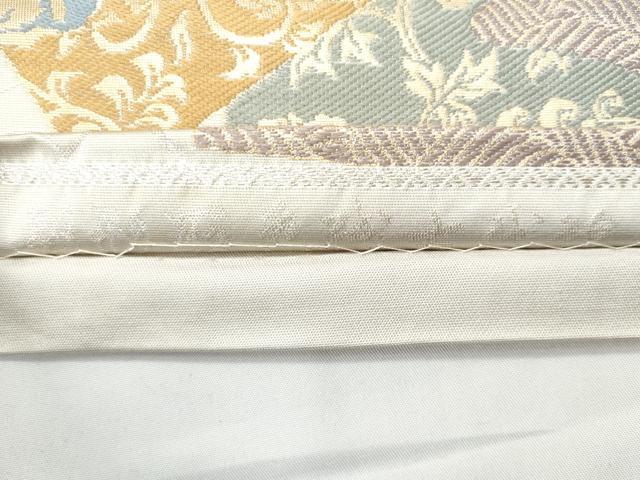 平和屋着物◎六通柄袋帯　色紙重ね吉祥文　金糸　正絹　逸品　CABC3917fb