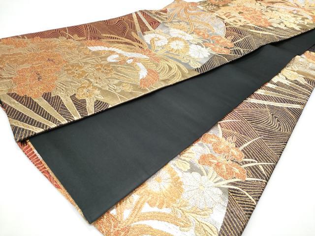 平和屋着物◎六通柄袋帯 鳳凰花車文 金銀糸 正絹 逸品 CABC3923fb