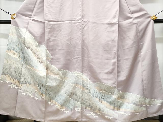豪華色留袖　刺繍　樹林文　暈し染め　金彩　正絹　未使用 平和屋着物□豪華色留袖 刺繍 樹林文 暈し染め 銀彩 正絹