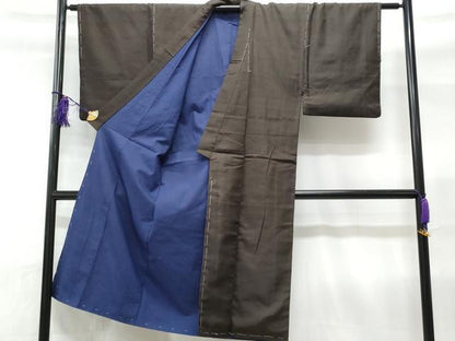 平和屋着物■男性 紬 格子 正絹 逸品 未使用 CABC3934fb
