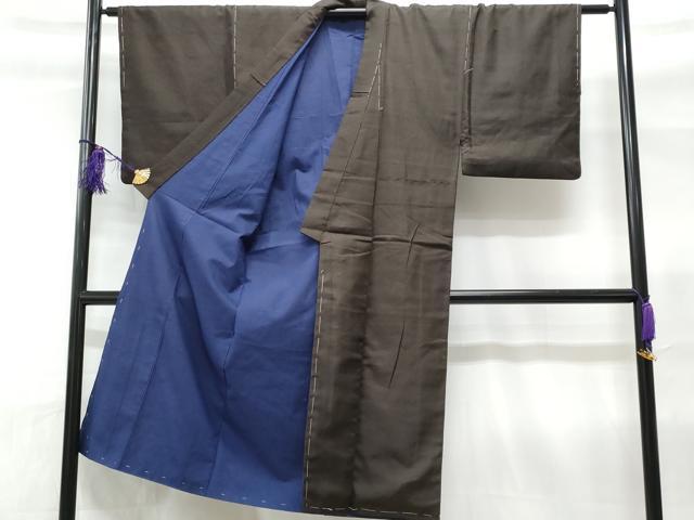 平和屋着物■男性 紬 格子 正絹 逸品 未使用 CABC3934fb
