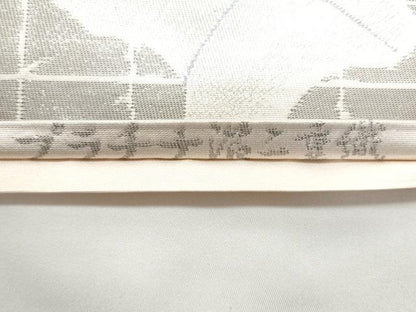 平和屋着物◎六通柄袋帯　孔雀花文　プラチナ箔二重織　正絹　逸品　CABC3942fb