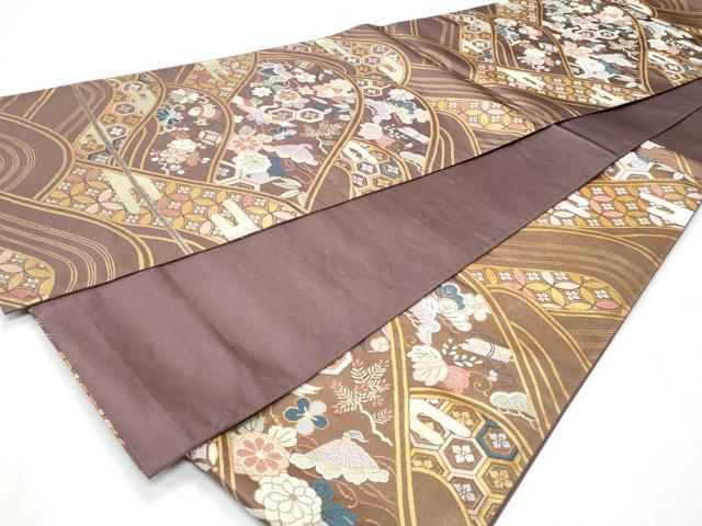 平和屋着物◎六通柄袋帯　唐織　飛鶴宝尽くし花文　金糸　正絹　逸品　CABC3951fb