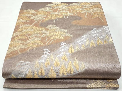 平和屋着物◎六通柄袋帯　立波樹林文　金銀糸　正絹　逸品　CABC3954fb