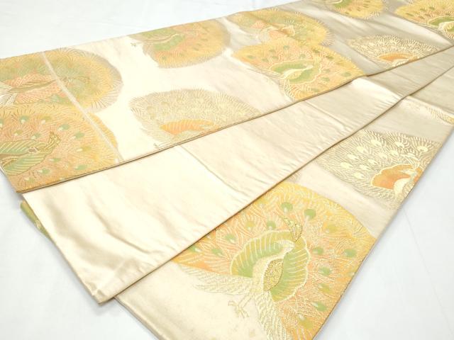 平和屋着物◎六通柄袋帯　孔雀　金糸　正絹　逸品　CABC3956fb