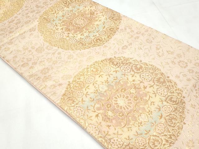平和屋着物◎六通柄袋帯　正倉院花文　金糸　正絹　逸品　CABC3957fb