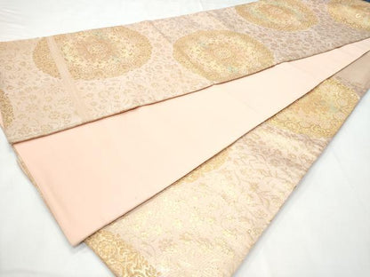 平和屋着物◎六通柄袋帯　正倉院花文　金糸　正絹　逸品　CABC3957fb