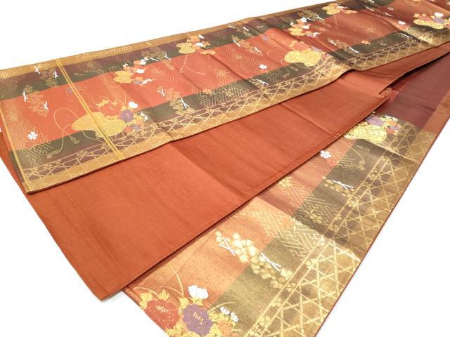 平和屋着物◎六通柄袋帯　唐織　鼓花文　金糸　正絹　逸品　CABC3958fb