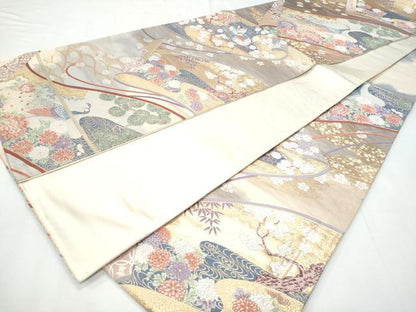 平和屋着物◎六通柄袋帯　唐織　巻絹慶長花文　金糸　正絹　逸品　CABC3959fb