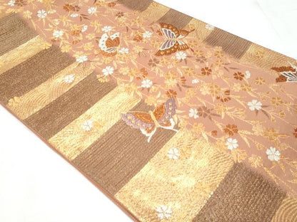 平和屋着物◎六通柄袋帯　煌楽漆巧　金糸　三越扱い　正絹　逸品　CABC3965fb