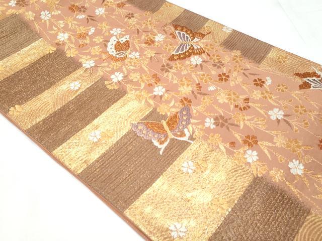 平和屋着物◎六通柄袋帯　煌楽漆巧　金糸　三越扱い　正絹　逸品　CABC3965fb