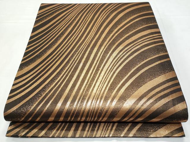 平和屋着物◎六通柄袋帯　流線文　金糸　正絹　逸品　CABC3968fb