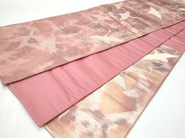 平和屋着物◎六通柄袋帯　飛鶴文　銀糸　正絹　逸品　CABC3970fb