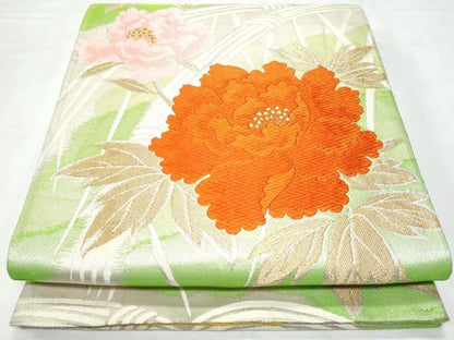 平和屋着物◎六通柄袋帯　籬草花文　金銀糸　正絹　逸品　CABC3971fb