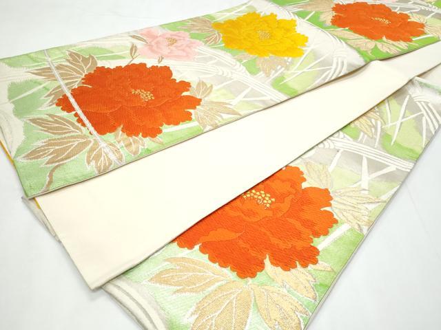 平和屋着物◎六通柄袋帯　籬草花文　金銀糸　正絹　逸品　CABC3971fb